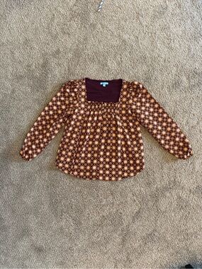Draper James Maroon Square-Neck Blouse